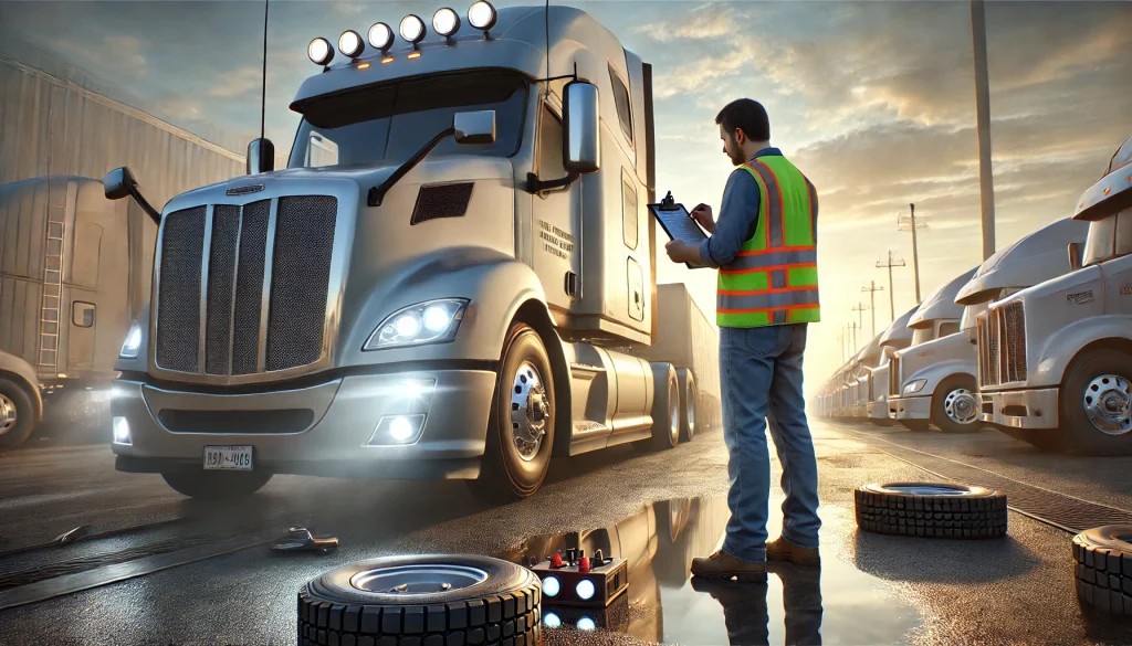 A professional truck driver, in a safety vest